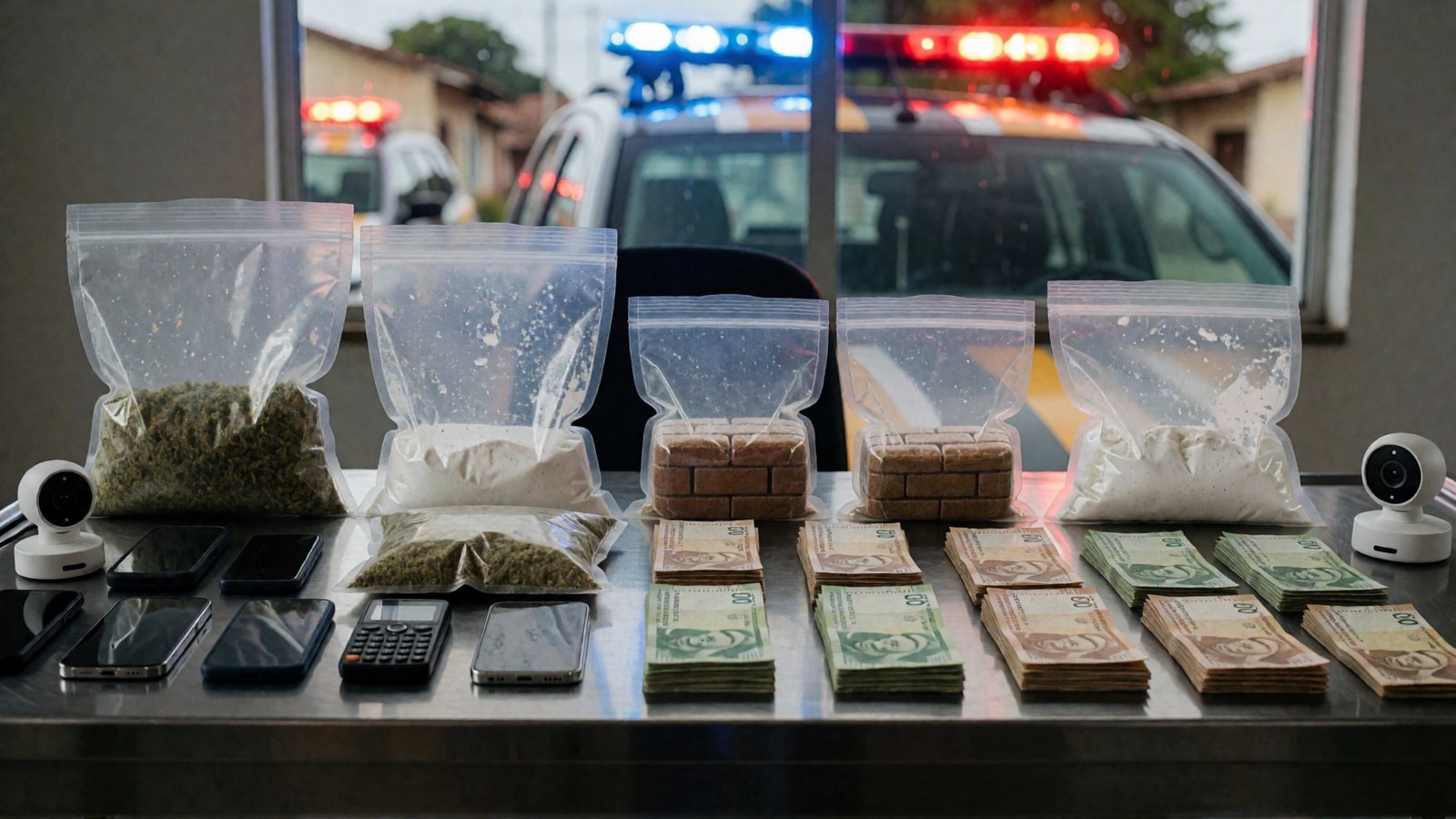 Drogas, dinheiro e câmeras apreendidos pela Polícia Militar em Itajuípe